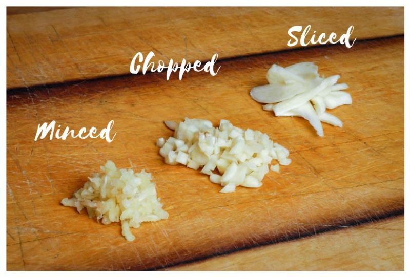 minced chopped sliced garlic